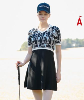 ＜ADABAT STREAM(Women/Men)＞ジオメトリックニットポロワンピース（２００２５７０３４７）