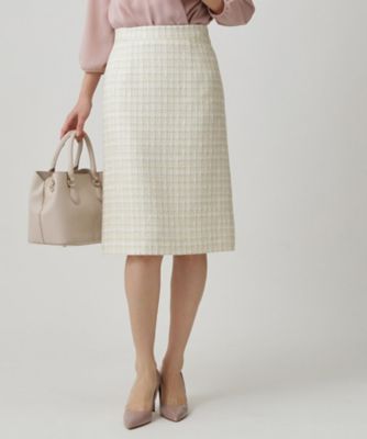 ＜COUP DE CHANCE (Women)＞【日本製／セットアップ】ファンシーツィードのセミＡラインスカート（２００２５７０５１０）