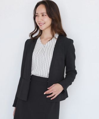 ＜COUP DE CHANCE (Women)＞【手洗い可／日本製／伸縮性／スーツ可】カラーレスジャケット（２００２５７０５１３）