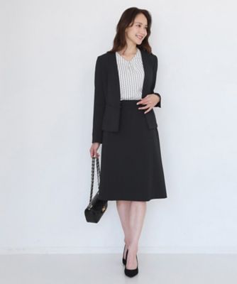 手洗い可／日本製／伸縮性／スーツ可】カラーレスジャケット