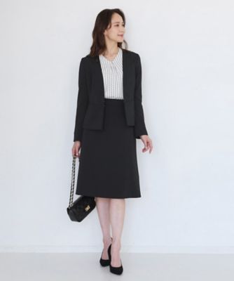 手洗い可／日本製／伸縮性／スーツ可】カラーレスジャケット