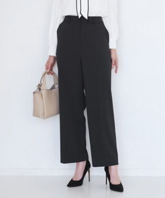 ＜COUP DE CHANCE (Women)＞【手洗い可／日本製／伸縮性／スーツ可】センタープレス入りストレートワイドパンツ（２００２５７０５１９）