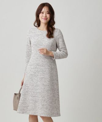 ＜COUP DE CHANCE (Women)＞【手洗い可／日本製／伸縮性】ツイード見えワンピース（２００２５７０６８５）