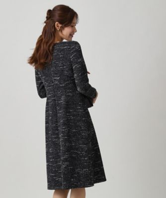 手洗い可／日本製／伸縮性】ツイード見えワンピース
