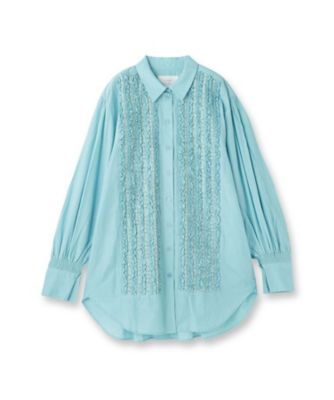 ＜DRESSTERIOR (Women)＞ｃｒｉｎｋｌｅ　ｃｒｉｎｋｌｅ　ｃｒｉｎｋｌｅ（クリンクルクリンクルクリンクル）フリルレースブラウス（２００２５７２６０９）