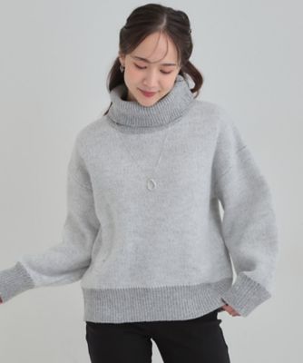 S－LL】さりげないラメ感 配色ジャカード タートルネックニット