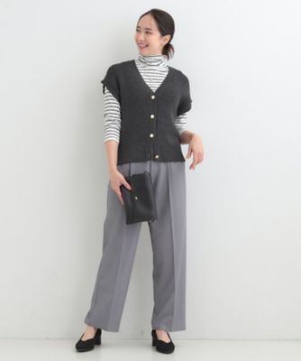 S－LL／洗濯機可】気軽にレイヤード 前開きざっくりニットベスト