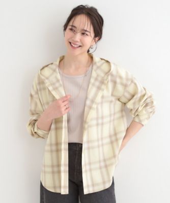 洗濯機可／S－LL】涼しげで軽やかな フードチェックシャツ