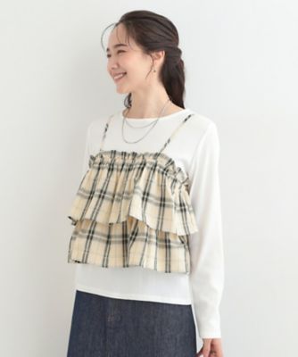 2点セット】チェック柄フリルキャミビスチェ×テレコロンT