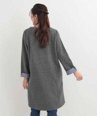 りかです❗グレーチュニック他全部で７点 体型カバー／洗濯機可／S－LL】お袖ストライプAラインチュニック