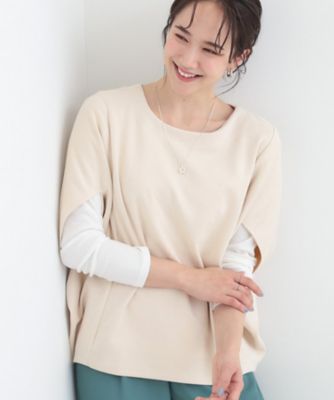 ＜SHOO LA RUE (Women)＞【体型カバー／２点セット】ポンチョ風　スエードライクトップス＋ロンＴ（２００２５７２６９２）