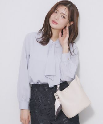 アシンメトリーボウタイブラウス【洗濯機OK／イージーアイロン／防