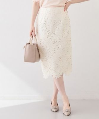 ＜index (Women)＞フラワーレースタイトスカート【洗濯機ＯＫ】（２００２５７２７３３）