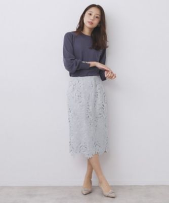 フラワーレースタイトスカート【洗濯機OK】《XS～3L