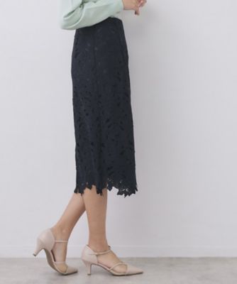 フラワーレースタイトスカート【洗濯機OK】《XS～3L