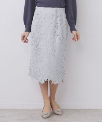 フラワーレースタイトスカート【洗濯機OK】《XS～3L