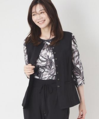 ＜CORDIER (Women)＞【Ｍ～３Ｌサイズ／セットアップ／洗える／接触冷感】グレースポプリン　ジレ（２００２５７２８０１）