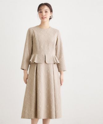 ＜LAURA ASHLEY＞ペプラム風ジャカードワンピース（２００２５７２９９２）