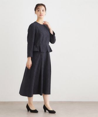 セレモニーおすすめ！】ペプラム風ジャカードワンピース