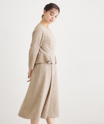 セレモニーおすすめ！】ペプラム風ジャカードワンピース