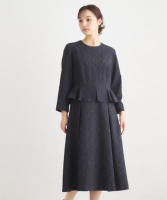 ペプラム風ジャカードワンピース（2002572992） | LAURA