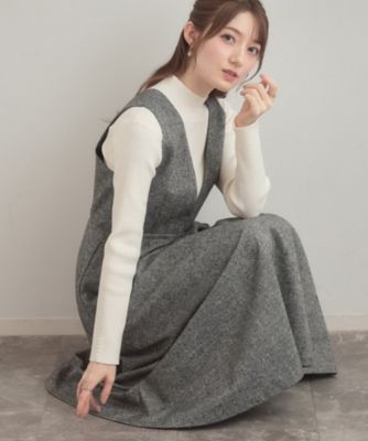 ＜COUTURE BROOCH (Women)＞【通勤・大人上品】ラメツイード　ジャンパースカート（２００２５７３５０６）