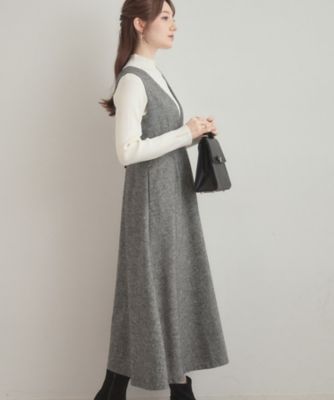 通勤・大人上品】ラメツイード ジャンパースカート
