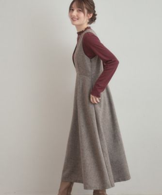 通勤・大人上品】ラメツイード ジャンパースカート