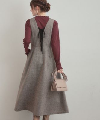 通勤・大人上品】ラメツイード ジャンパースカート