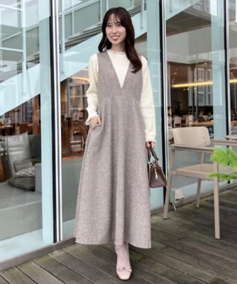 通勤・大人上品】ラメツイード ジャンパースカート
