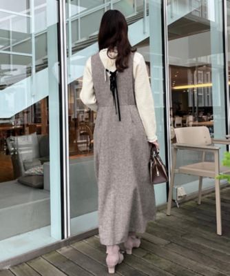 通勤・大人上品】ラメツイード ジャンパースカート