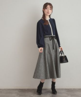 通勤・大人上品】ラメツイード フレアスカート（2002573507