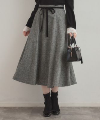 通勤・大人上品】ラメツイード フレアスカート（2002573507