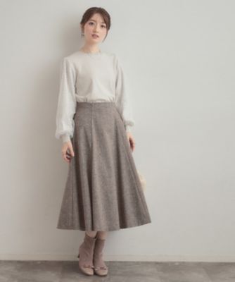 通勤・大人上品】ラメツイード フレアスカート（2002573507