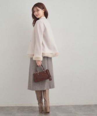 大人レディ・フェイクファー取り外し可能】ケープ風ショートコート