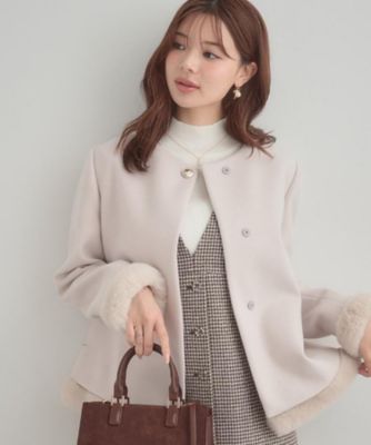 大人レディ・フェイクファー取り外し可能】ケープ風ショートコート