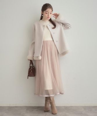 大人レディ・フェイクファー取り外し可能】ケープ風ショートコート