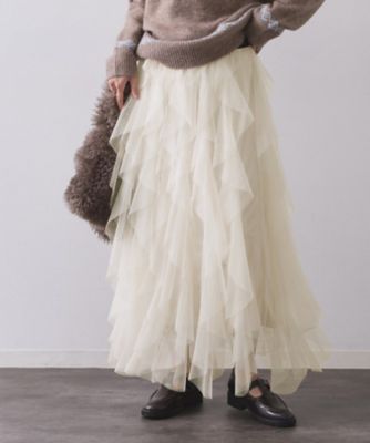 ＜OPAQUE.CLIP (Women)＞ラッフルチュールイージースカート【洗濯機ＯＫ】（２００２５７３５２０）