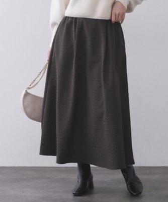 ＜OPAQUE.CLIP (Women)＞チドリエンボスフレアスカート【洗濯機ＯＫ】（２００２５７３５２１）