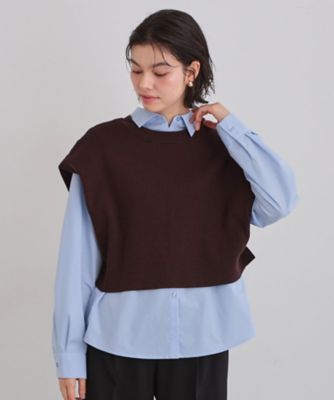 2点セット】レイヤードスタイルでこなれ見え ニットベスト＆シャツ