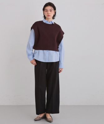 ato レイヤードベスト 2点セット】レイヤードスタイルでこなれ見え ニットベスト＆シャツ