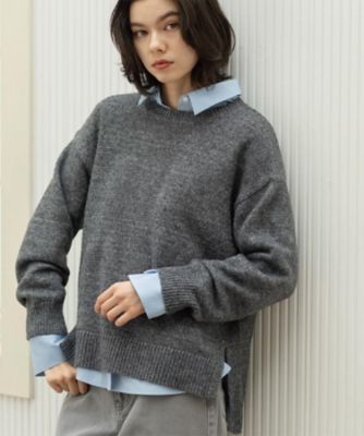 ＜OPAQUE.CLIP (Women)＞リラクシークルーネックニット【洗濯機ＯＫ】（２００２５７４９１４）