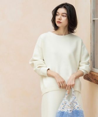 サイド編地切替ニットトップス／セットアップ対応【洗濯機OK