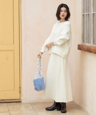 【新品タグ付】アダバット ニットスカート 白 L 定価29700円 7days Life Styling スカート フレアニットスカート（毛玉になりにくい