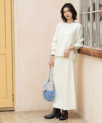 チッチ様 アルチビオ　ホワイト ニット スカート セットアップ♡暖かいです！ ニットフレアスカート／セットアップ対応【洗濯機OK