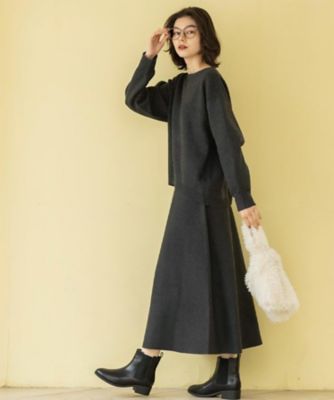 ニットフレアスカート／セットアップ対応【洗濯機OK