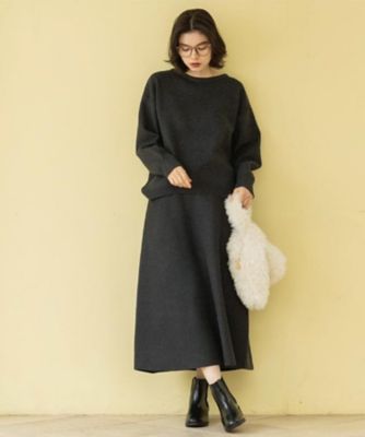 ニットフレアスカート／セットアップ対応【洗濯機OK