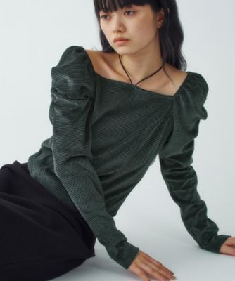 トップス mame Marble Print Jersey Crew Neck Top Mame Kurogouchi】Marble Print Jersey High Neck Top - beige