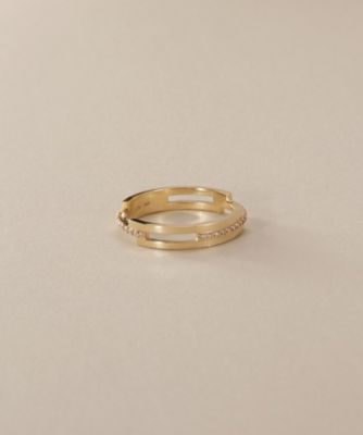 ＜COCOSHNIK (Women)＞Ｋ１０ダイヤモンド　シフテッドオーバーラップ　リング（２００２５７５１３３）