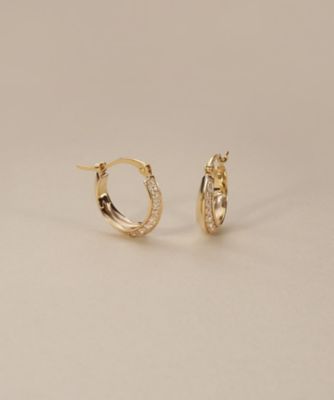 ＜COCOSHNIK (Women)＞Ｋ１０ダイヤモンド　しのぎテーパード　フープピアス（２００２５７５１４１）